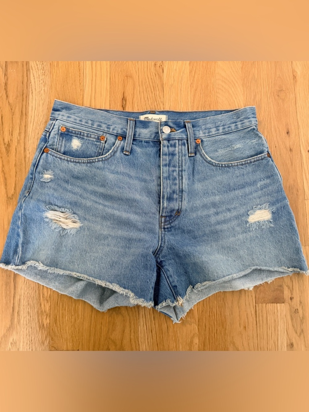 Madewell Light Blue Distressed Denim Cutoff Shorts